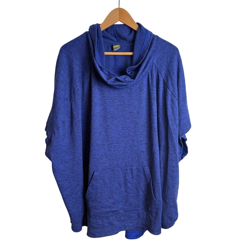 Old Navy Womens Cowl Neck Poncho Sweatshirt 3X Blue‎ Activewear Layering Lounge